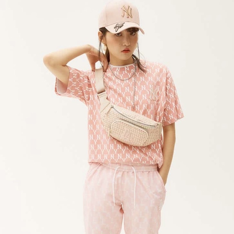 Áo Thun MLB Monogram Pink Tee Full Tag Xuất Xịn
