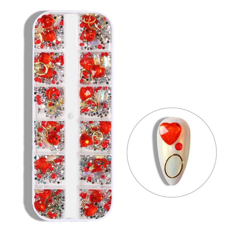 Hộp 12 Ngăn Đựng Đá Đính Trang Trí Móng Tay Nghệ Thuật