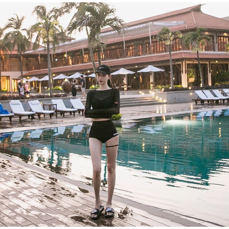Bikini/bộ bơi 2 mảnh năng động kèm áo lưới style đi biển cá tính hè 2023 M03