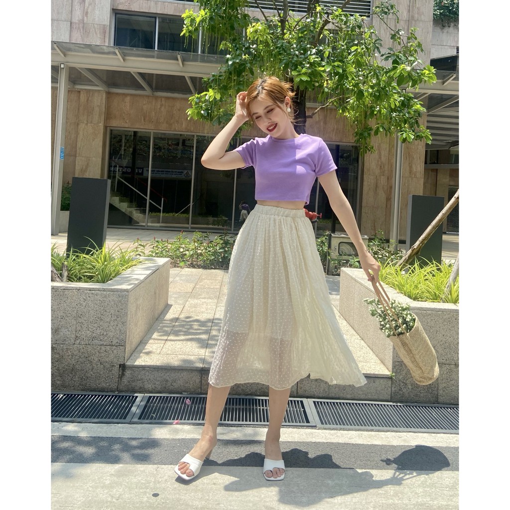 Chân váy chiffon hoa nhí, chân váy xoè dài hoa nhỏ | BigBuy360 - bigbuy360.vn