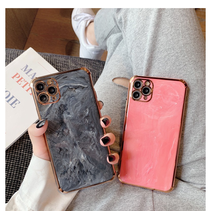 iPhone 12 Pro Case Luxury Marble Electroplated Gold Plating Back Cover iPhone 11 12 Pro Max XS X Casing Soft Silicone