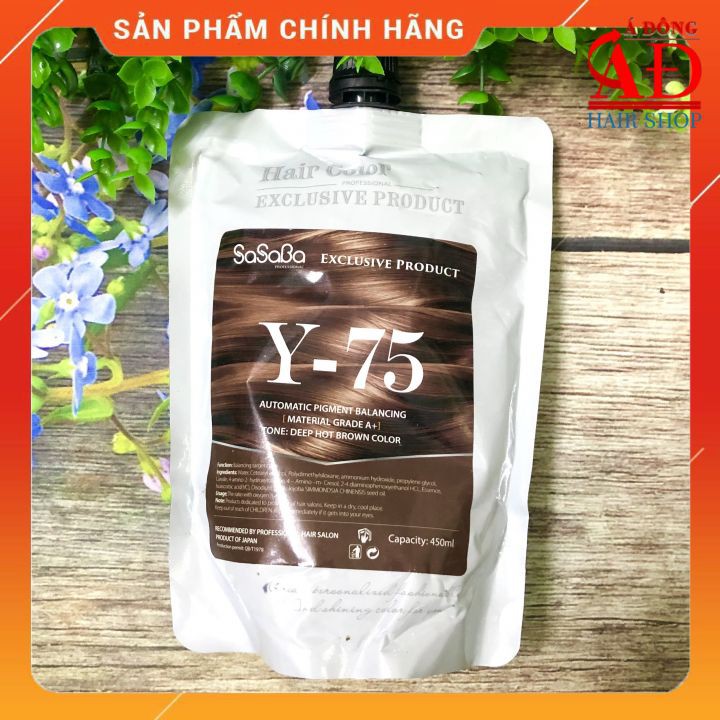 [Chính hãng] [Siêu rẻ] Thuốc nhuộm phủ bạc màu nâu Socola Sasaba Y-75 cân bằng nhiều khúc sáng tối 450ml