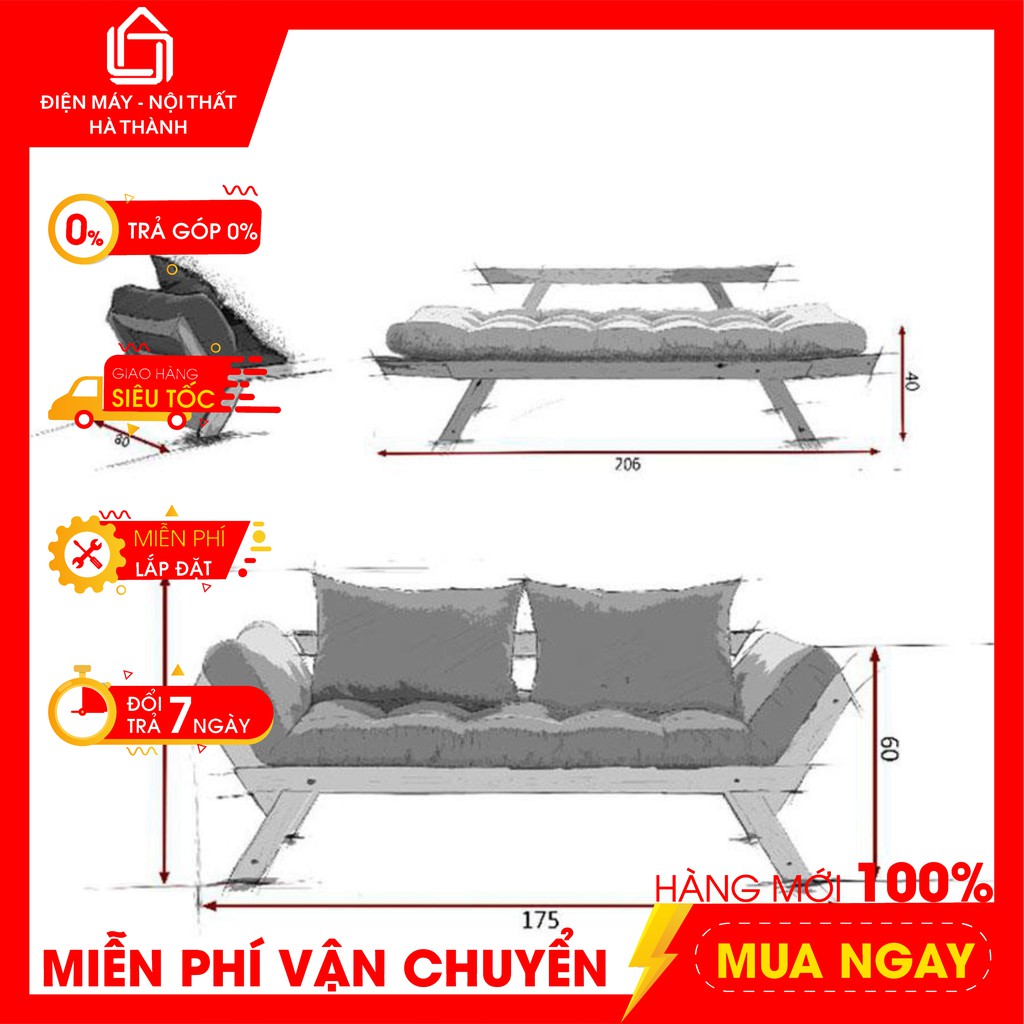 Ghế Sofa Simple, Gỗ thông tự nhiên, Vân gỗ đẹp, Kiểu dáng đơn giản