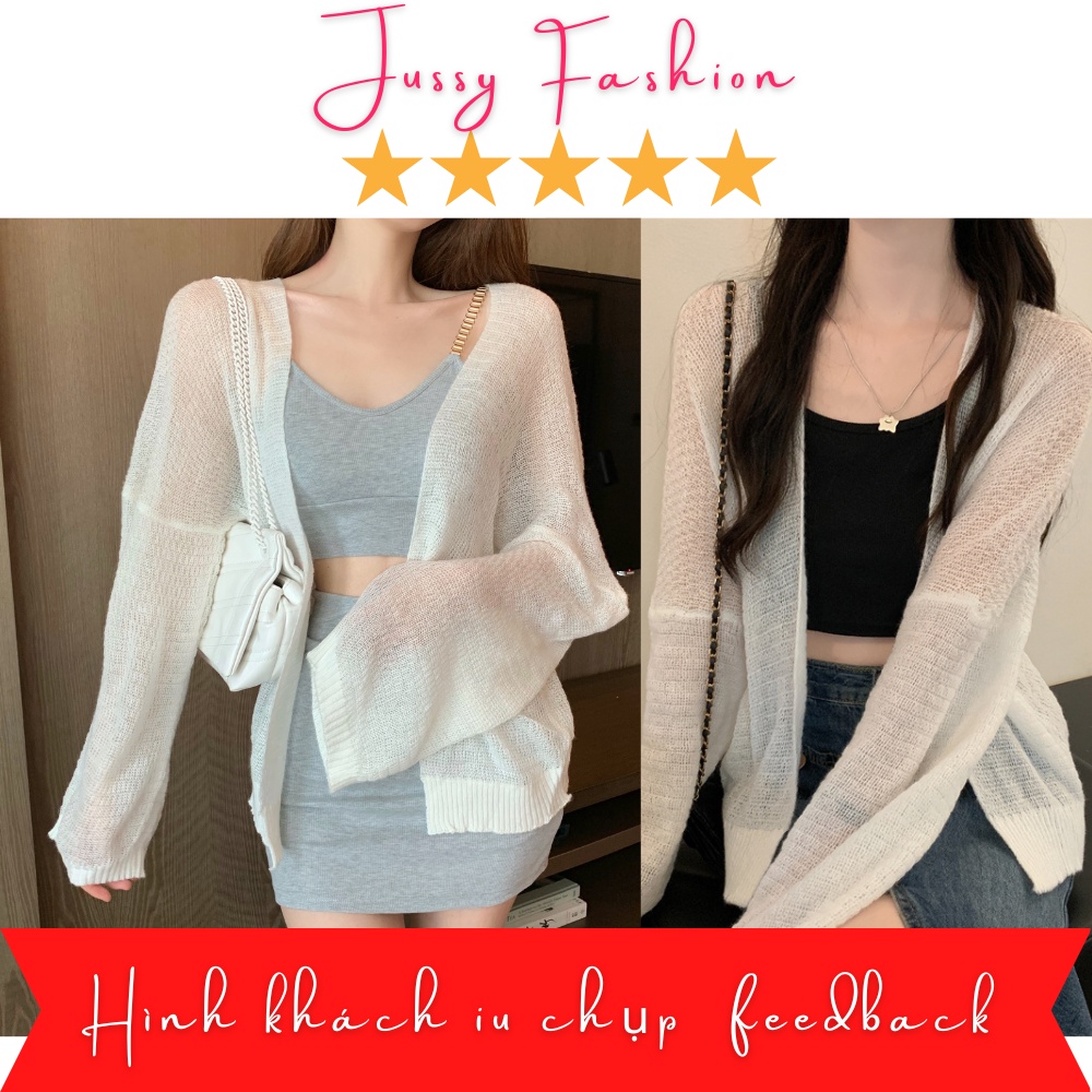 Áo Khoác Cardigan Len Mỏng Hàng Chuẩn 127gr Jussy Fashion Phong Cách Áo Len Ulzzang Cho Nữ Hàng Đẹp Nhiều Màu Hot