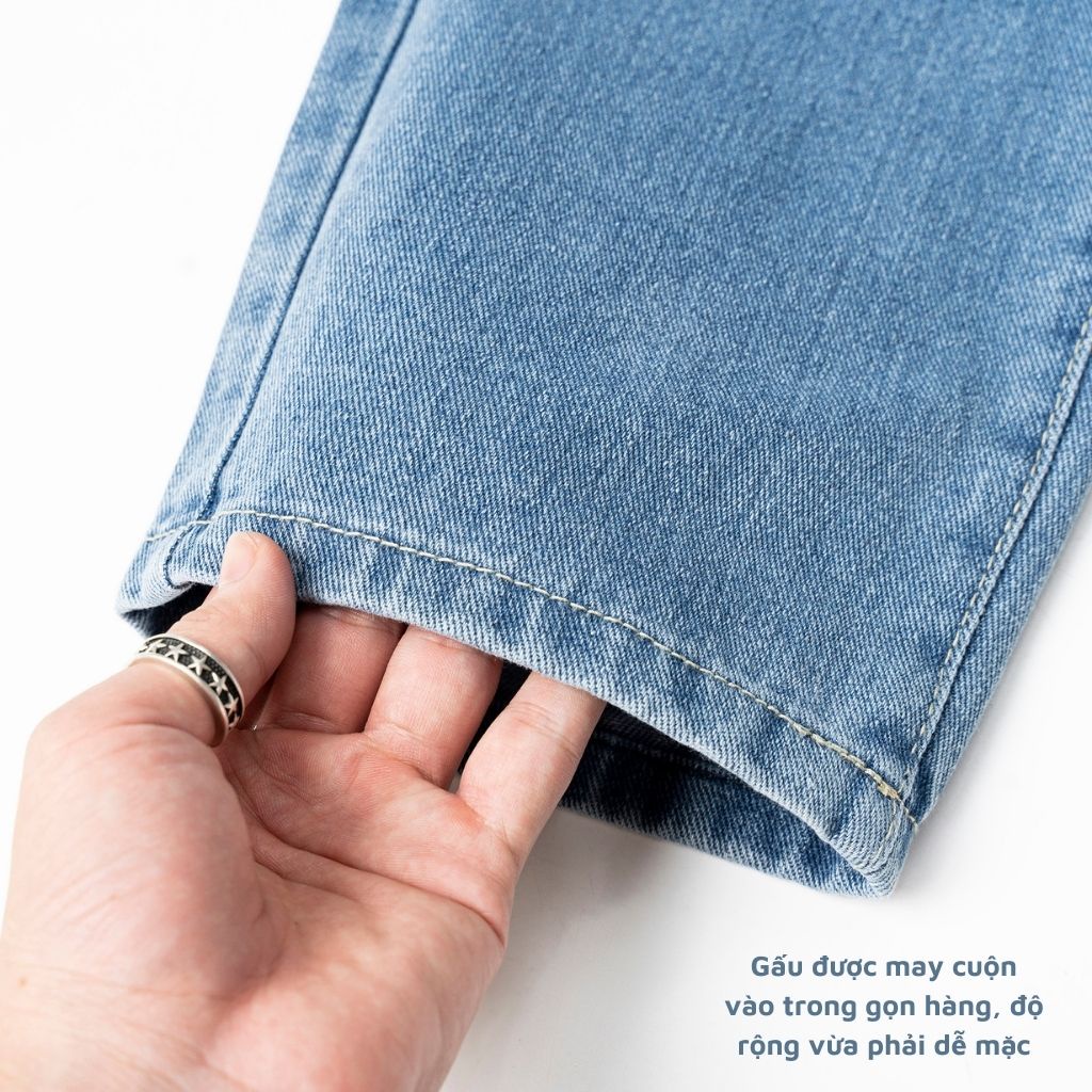 Quần Jean Baggy Nam H90 Dáng Suông Unisex Chất Bò Không Co Giãn Cao Cấp Chống Nhăn Không Phai Màu HTRJ013