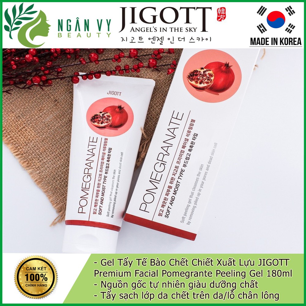 [Mỹ Phẩm Hàn Quốc]Gel Tẩy Tế Bào Chết Chiết Xuất Lựu JIGOTT Premium Facial Pomegrante Peeling Gel 180ml