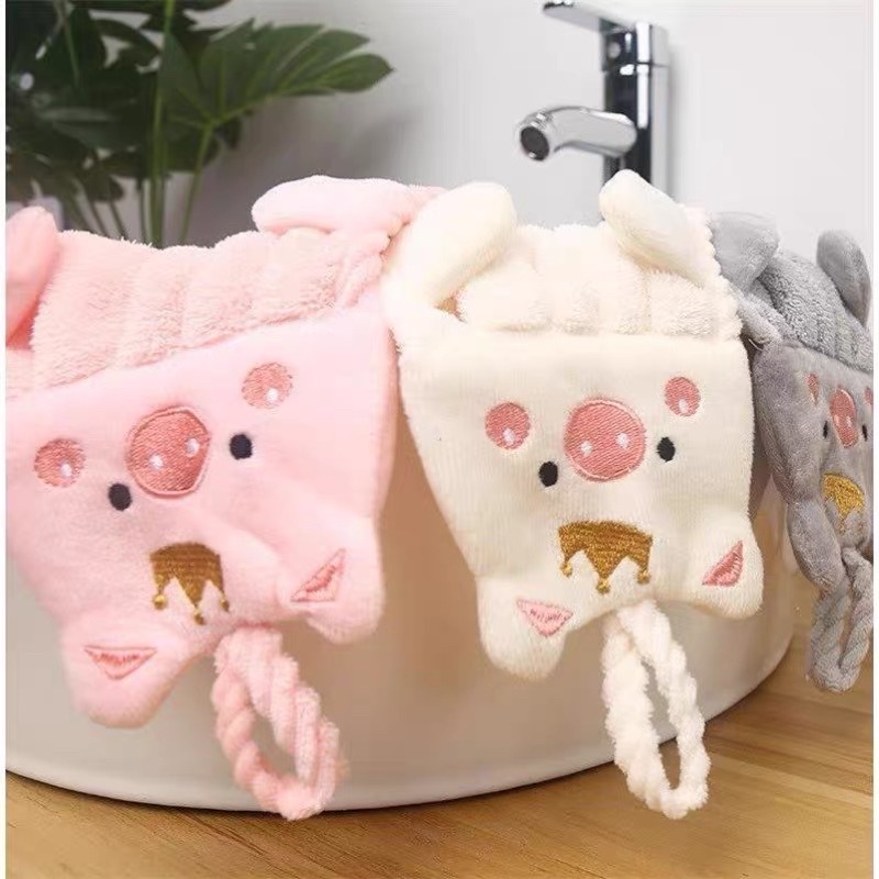 Khăn lau tay có móc treo, Khăn Lau Tay Sợi Nhỏ Thấm Hút Tốt Phong Cách Hàn Quốc Dễ Thươn