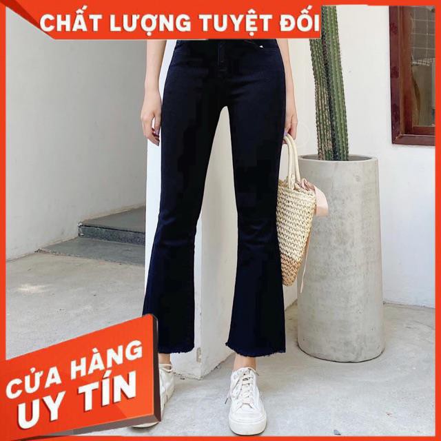 Quần jeans đen ống loe lưng cao- hình thật jeans vnxk cao cấp