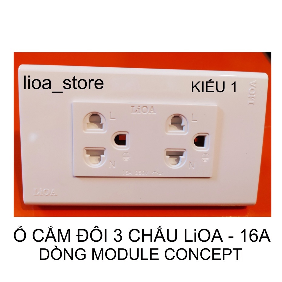 Ổ CẮM ĐÔI 3 CHẤU LIOA VỚI MẶT MODULE CONCEPT.