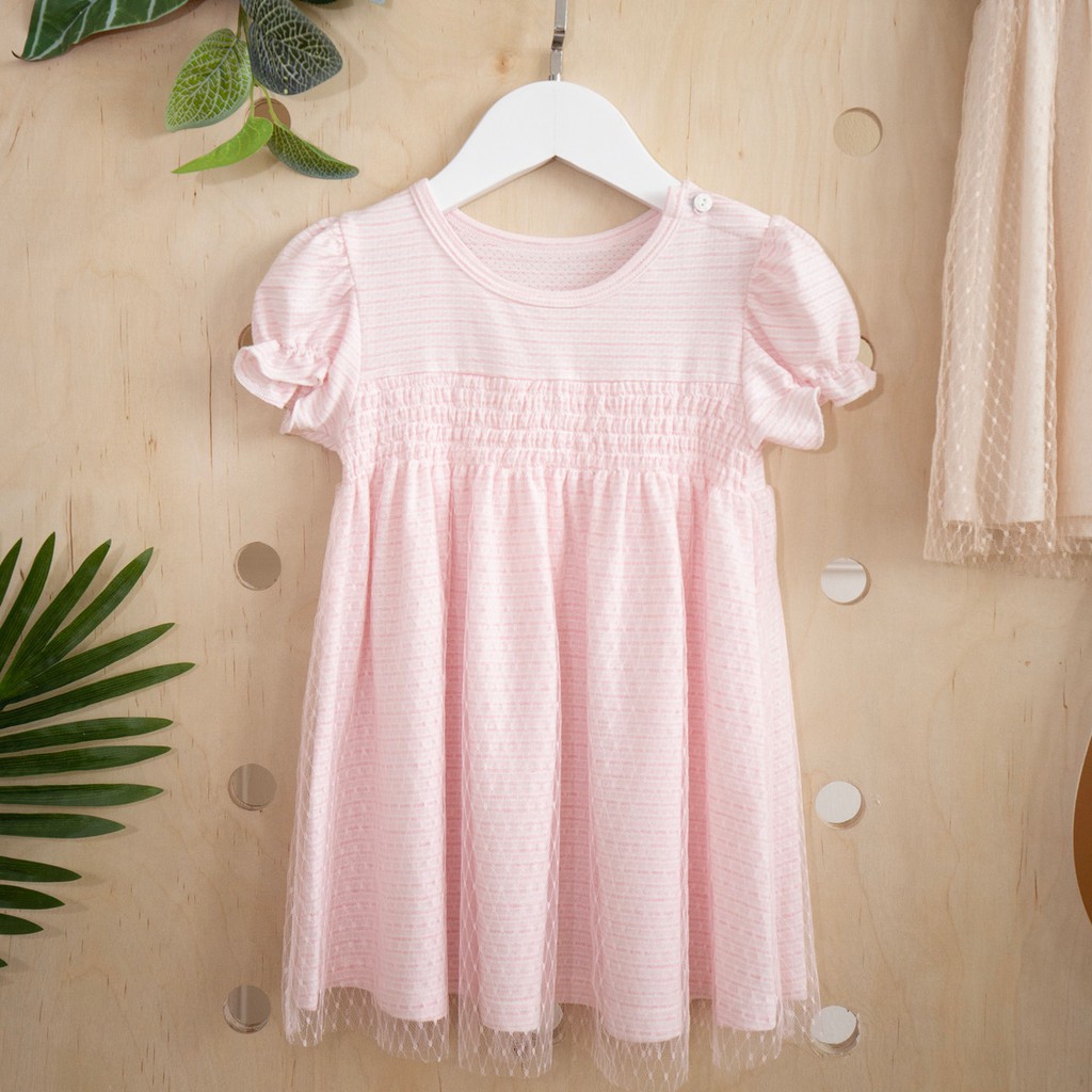 Váy Phủ Lưới Nhún Ngực Cho Bé | 0-3 Tuổi | Abbieoh | B046 AW19