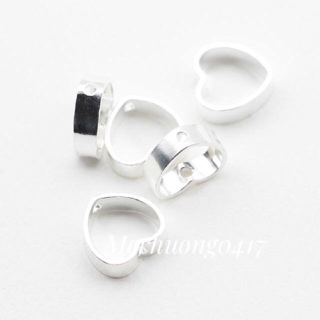 [S925] Charm bạc khung đá hình trái tim - MH349