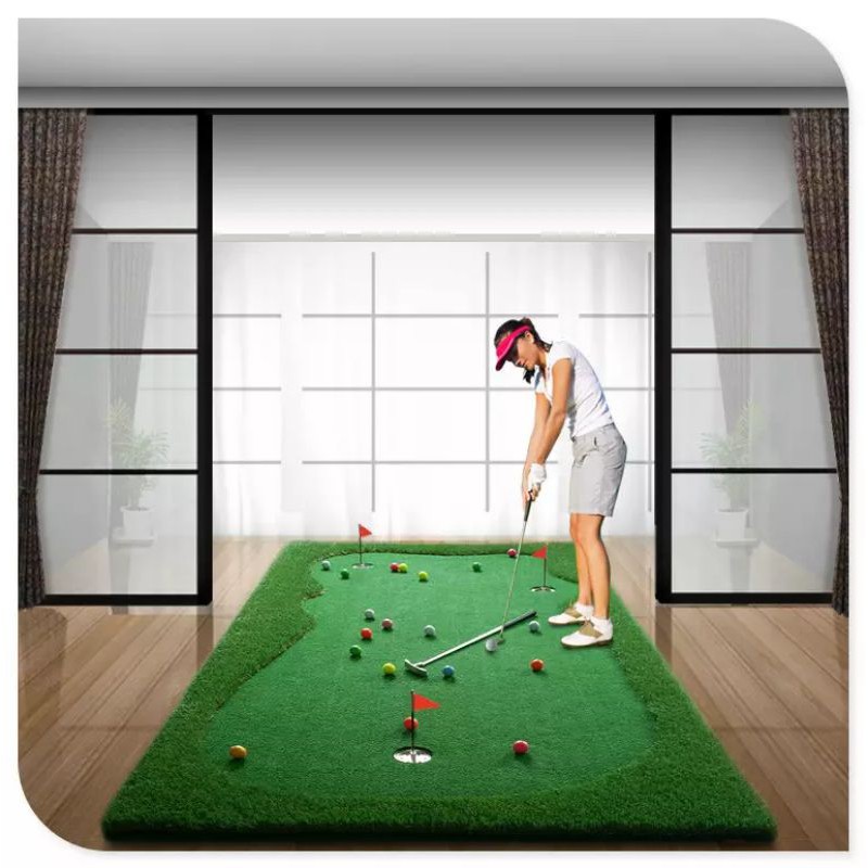 Thảm tập putting Golf [1,3m x 2,8m]: Gồm 3 hố cờ inox, Chất lượng cao, Đàn hồi tốt, Sản xuất mới.