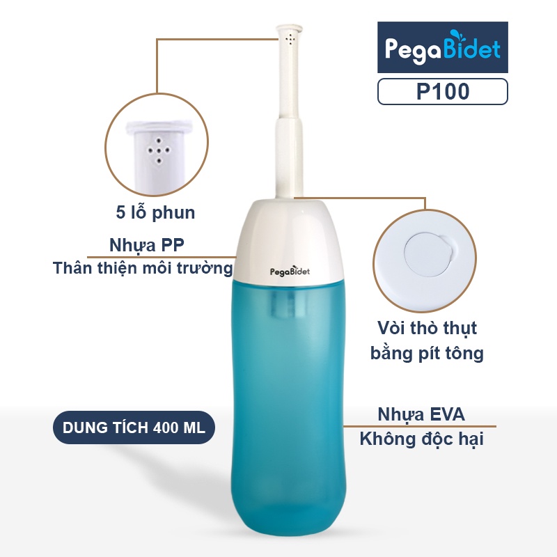Vòi rửa vệ sinh thông minh cầm tay PegaBidet P100 400ml, dành cho rửa vệ sinh em bé, người già, người đi du lịch