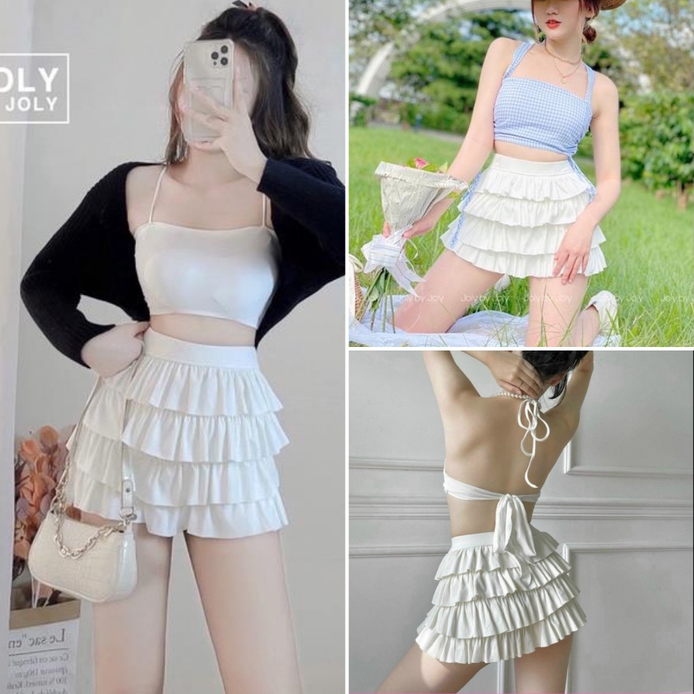 Chân váy nữ, chân váy 4 tầng nữ màu đen trắng SKUCV-12B
