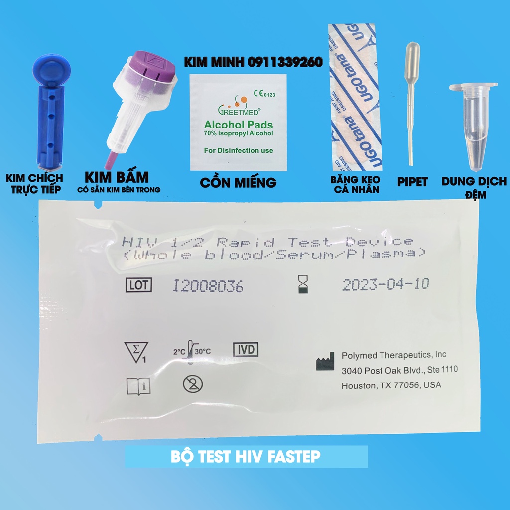 (HỎA TỐC HCM)Que thử nhanh HIV tại nhà Fastep USA kết quả chính xác đến 99%