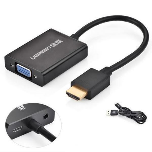 CÁP CHUYỂN ĐỔI HDMI TO VGA + Audio UGREEN 40233 Màu Đen(MM102)