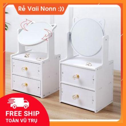 ❣️Kệ Mỹ Phẩm❣️ Mini, Kệ Để Đồ Trang Điểm Có Kèm Gương Tai Mèo Dễ Thương🐰D2021 GDMN