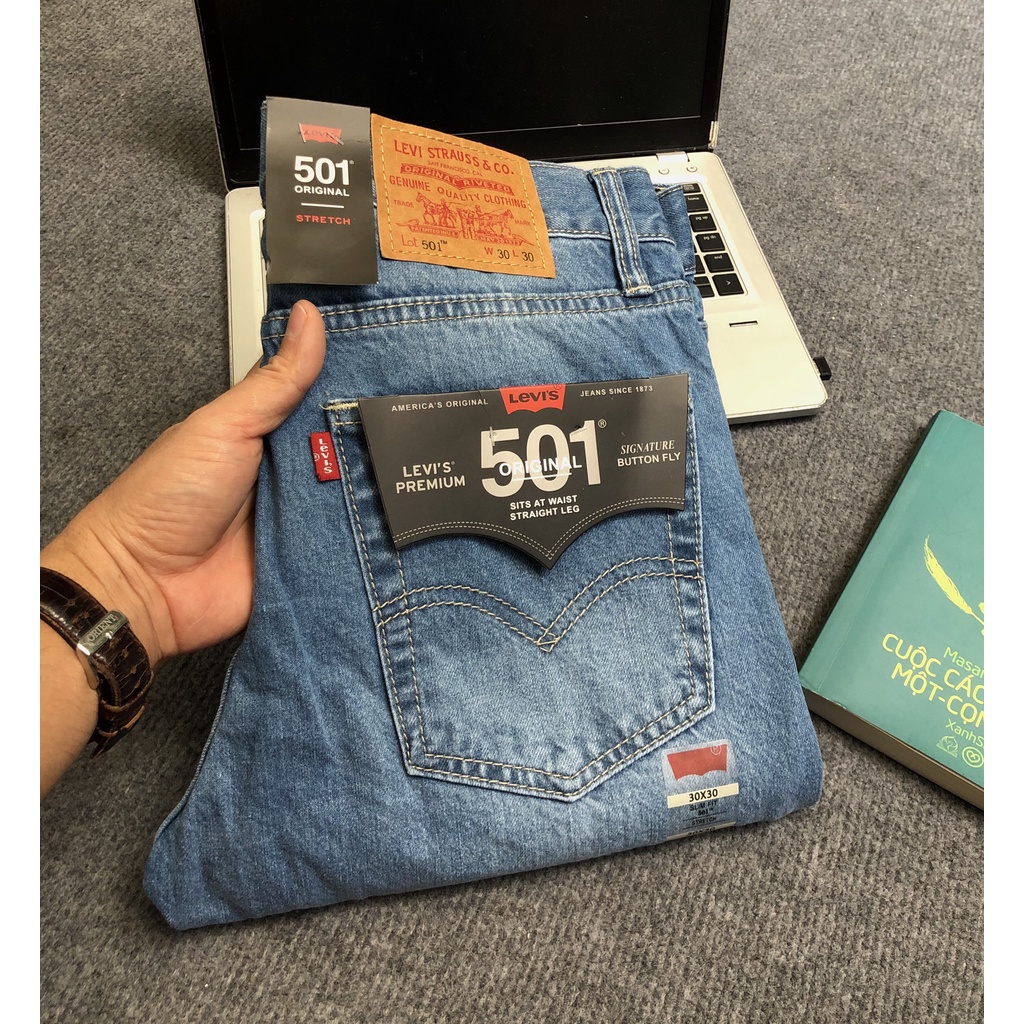 Quần jean dài nam ống suông Lv 501 (Form suông,chất vải ko co dãn,ống quần 20cm) S16