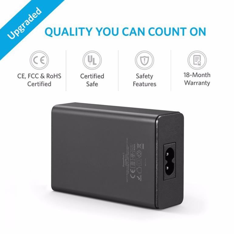 óc củ sạc nhanh 25W 5 cổng USB công nghệ PowerIQ hiệu Anker PowerPort 5 Lite (sạc nhanh Max 2.4A / Port) - Chính hãng