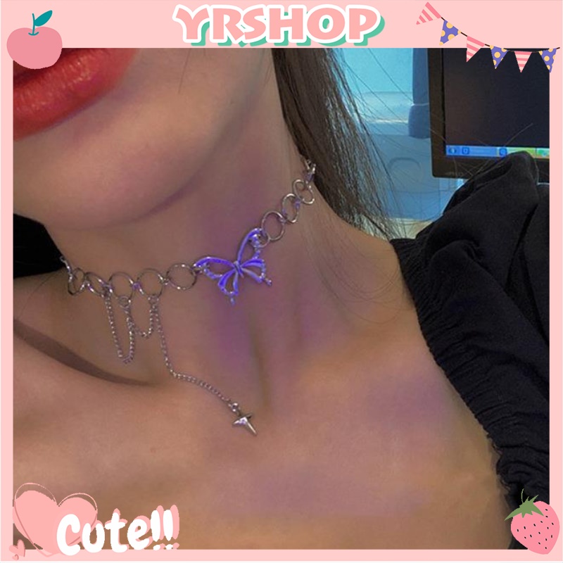 Vòng cổ mặt hình bướm khoét lỗ dễ thương dành cho bạn gái