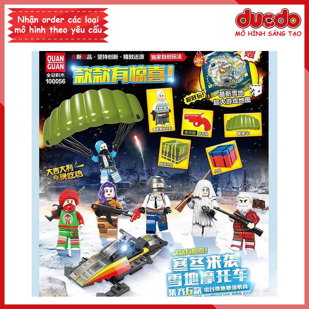 Combo 6 Nhân vật PUBG chiến binh mùa đông - Đồ chơi Lắp ghép Mini Minifigures Army lính QuanGuan 100056 Mô hình