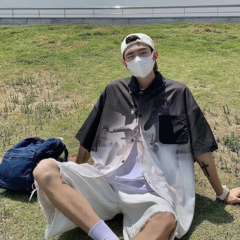 Áo Sơ Mi Ngắn Tay Dáng Rộng Thời Trang Mùa Hè Hàn Quốc 2022 Dành Cho Nam