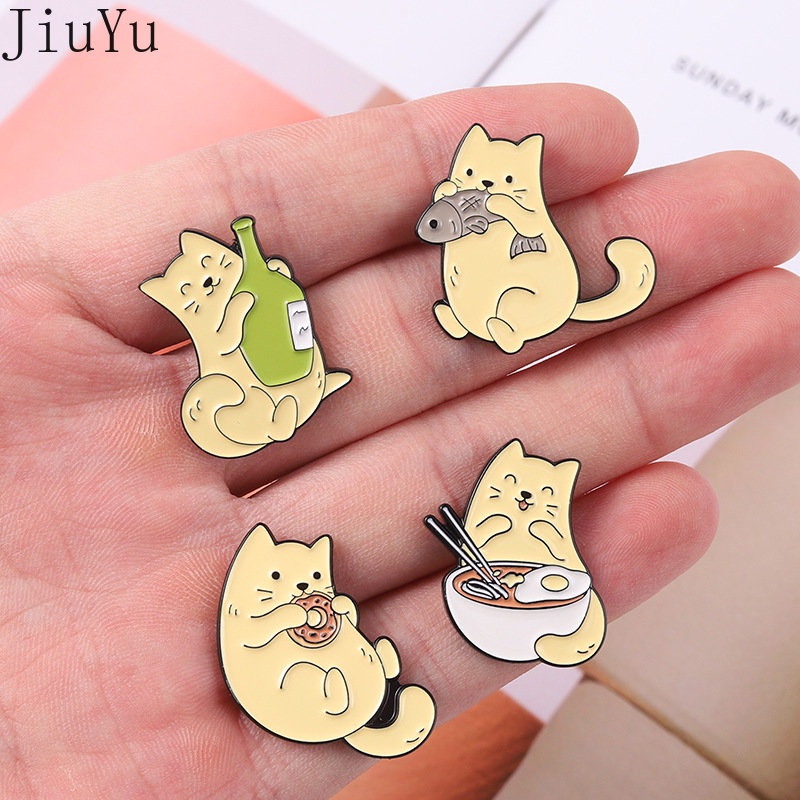 Ghim Cài Áo Hình Mèo Hoạt Hình Dễ Thương