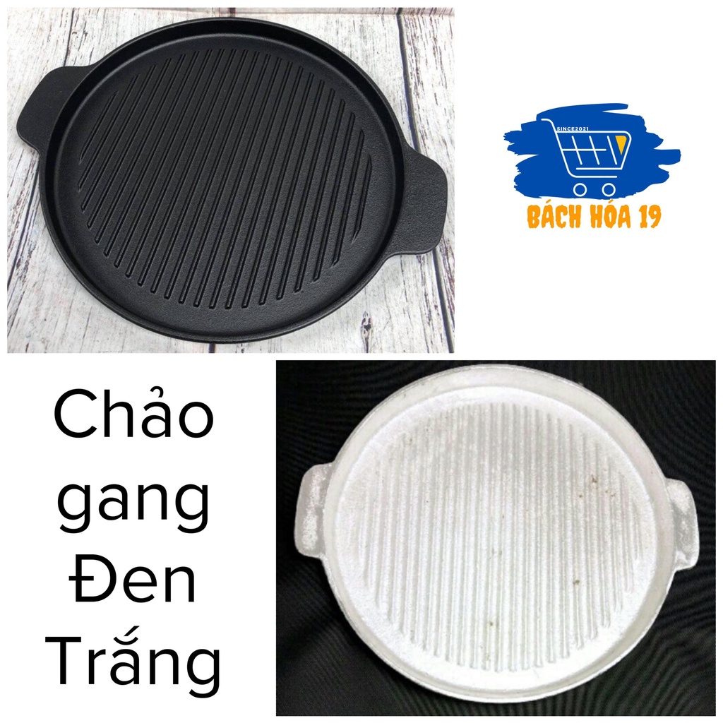 Khay Chảo Nướng Đun Bếp Từ/bếp cồn thạch - Chảo Gang đen chống dính- chảo gang trắng