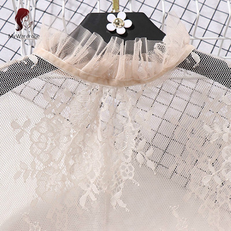 Áo kiểu dài tay phối ren hoa cho nữ | BigBuy360 - bigbuy360.vn