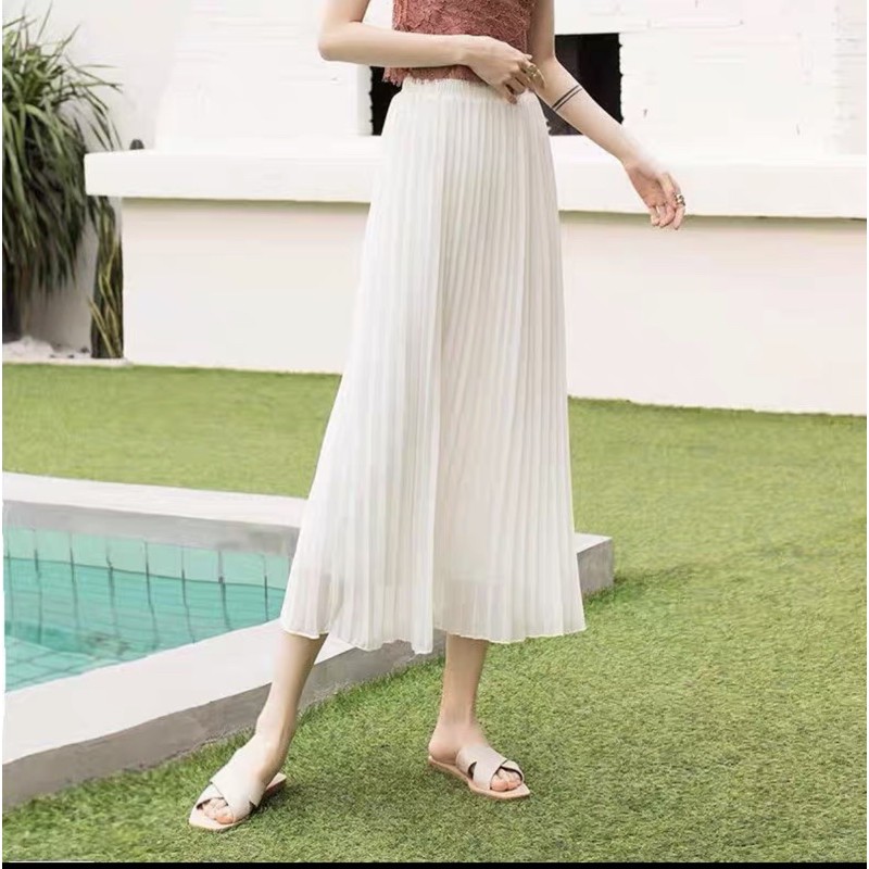 Chân váy dáng dài dập ly đơn giản (Video + Hình thật + trắng vải voan cao cấp) | BigBuy360 - bigbuy360.vn