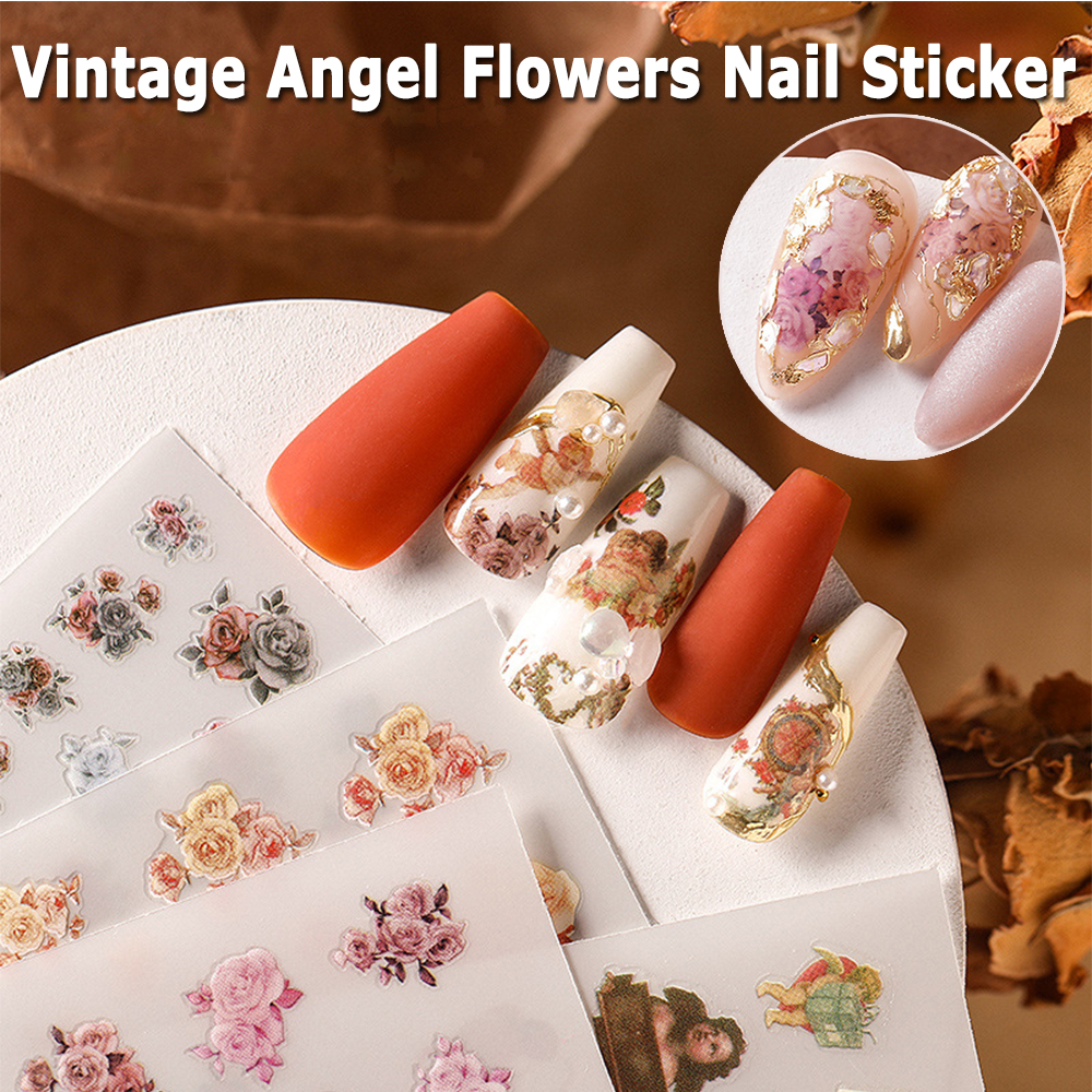 (Hàng Mới Về) Miếng Dán Trang Trí Móng Tay 3D Tự Làm Phong Cách Vintage