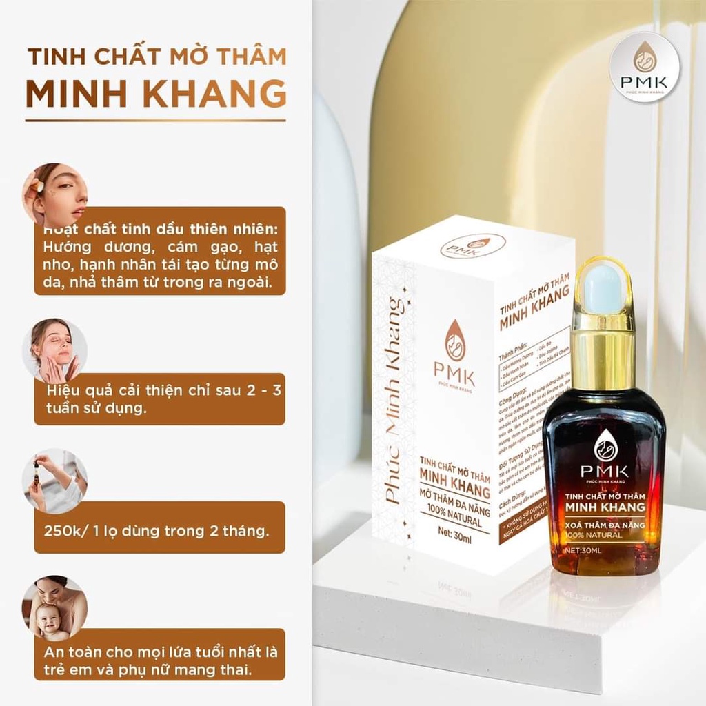 Tinh chất Xóa mờ thâm Minh Khang- Xoá thâm Sẹo,thâm mắt, thâm môi,thâm nách,thâm mụn,thâm gãi ngứa - Chính Hãng