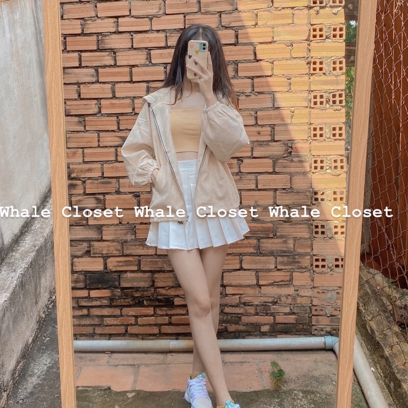 -Áo Khoác Nhung Tăm form rộng tay bồng có mũ 2 lớp dày dặn vintage