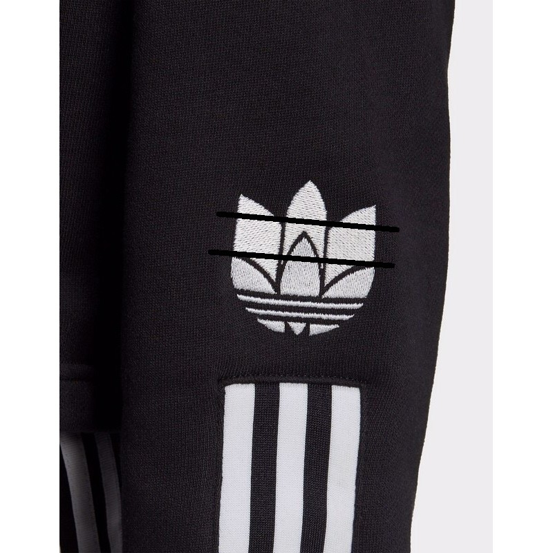 Áo Hoodie 3D Trefoil Cropped - Black