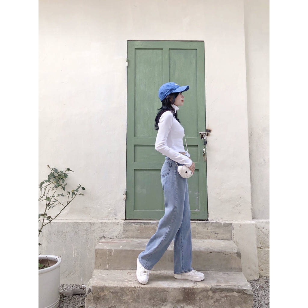 Quần jeans ống suông cạp có móc cài QB216 LOLLIE STUDIO | BigBuy360 - bigbuy360.vn