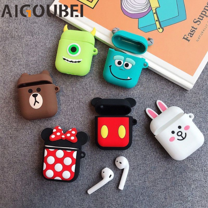 Vỏ bảo vệ hộp sạc hình Mickey Bunny Mike thích hợp cho AirPods I12