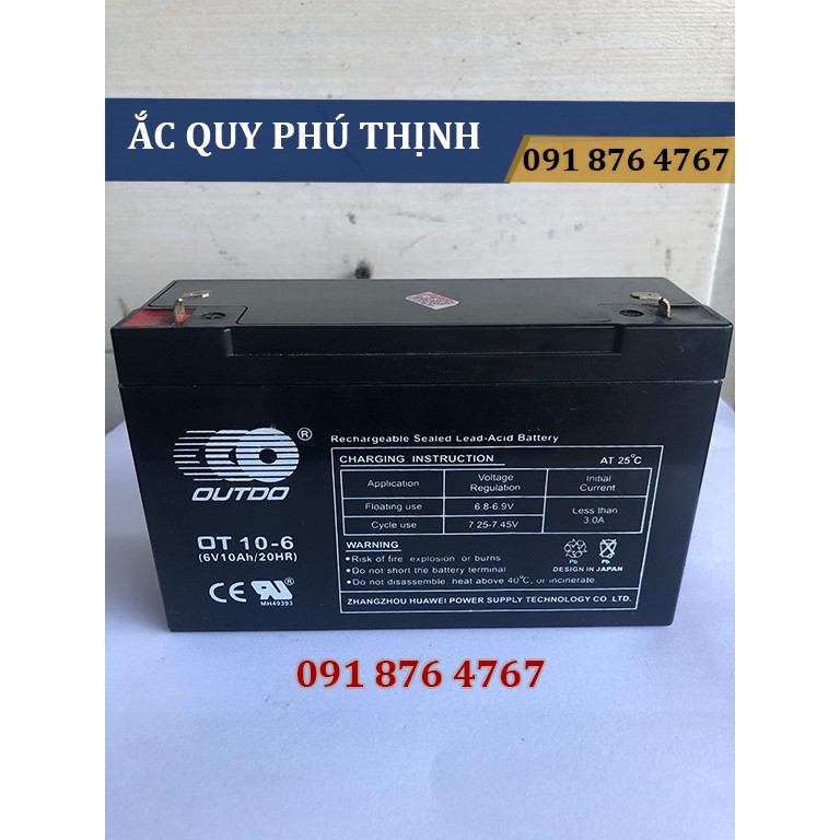 Ắc quy xe đồ chơi trẻ em, cân điện tử -  Outdo 6V 10Ah OT10-6