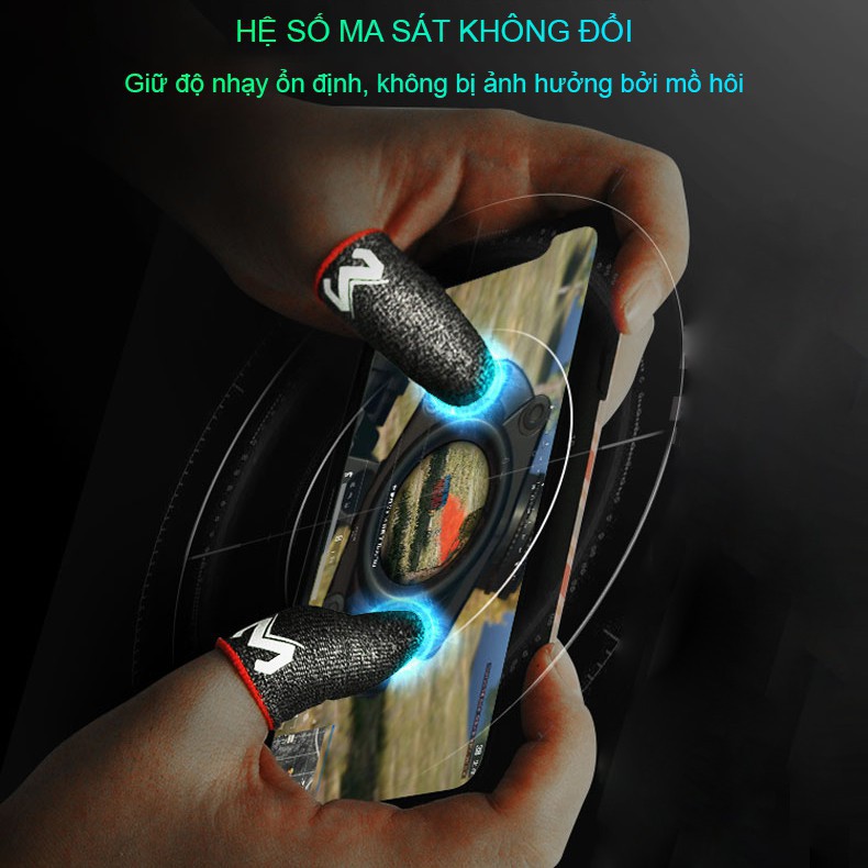 Găng tay chơi game điện thoại MEMO sợi carbon phủ bạc cảm ứng nhạy cho game PUBG FF Tốc Chiến Liên Quân mobi