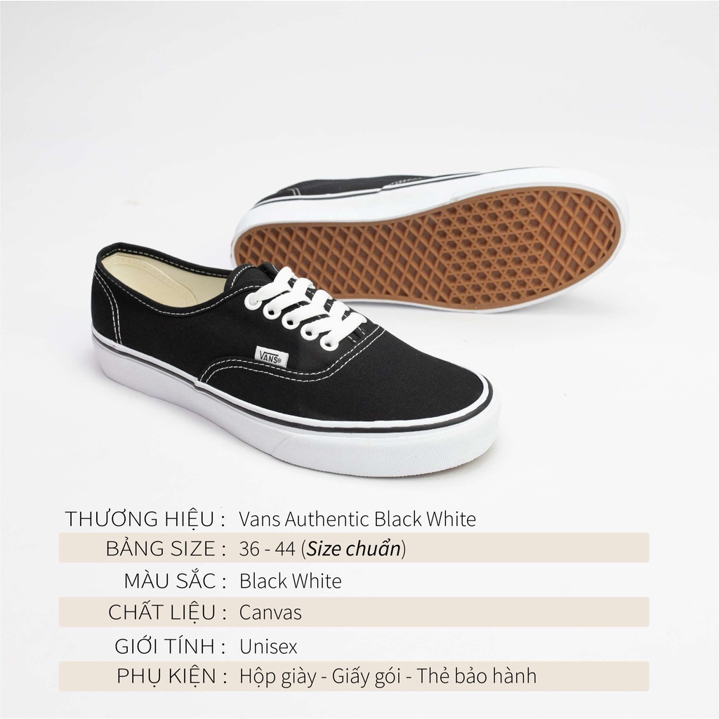 vans authentic đen trắng CHÍNH HÃNG nam nữ, giày vans cao cấp Full box