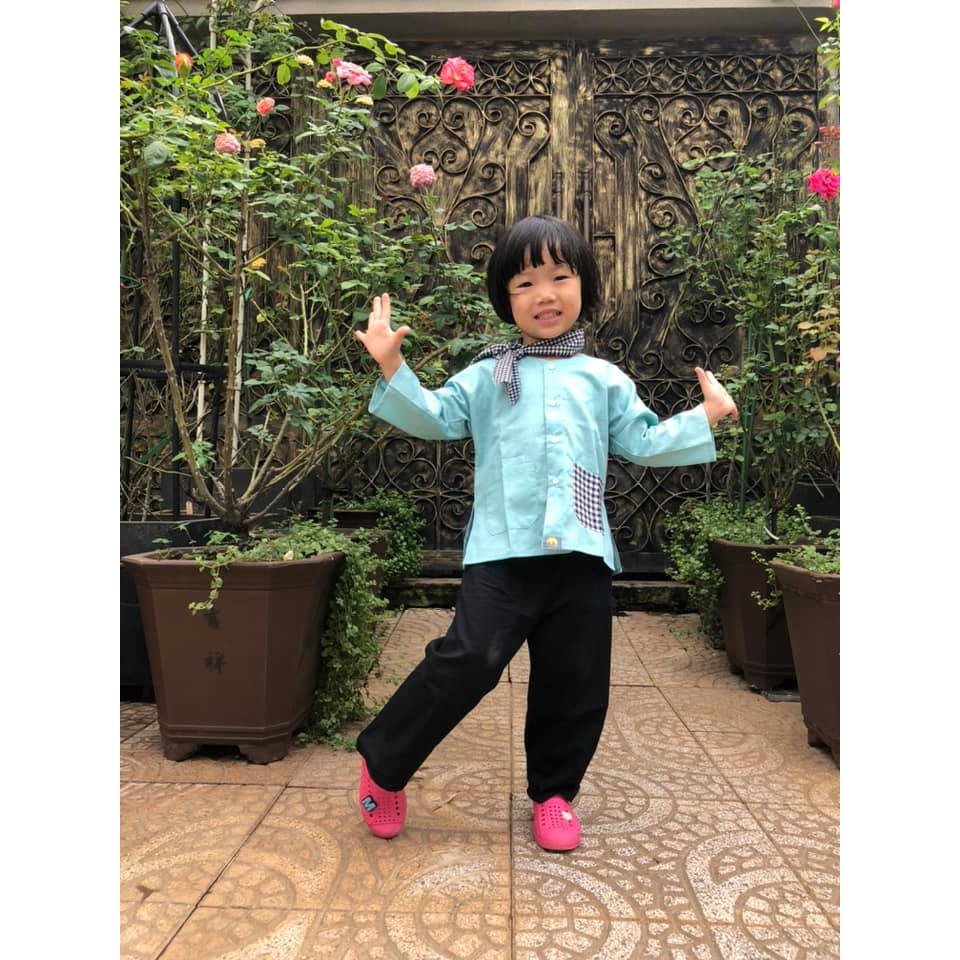 Bộ Bà Ba Bé Trai Bé Gái Màu Xanh 2023