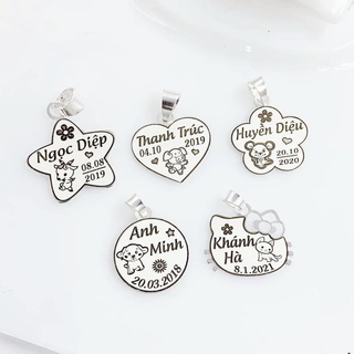 Mặt dây chuyền bạc khắc tên theo yêu cầu gấu silvrer - g0061