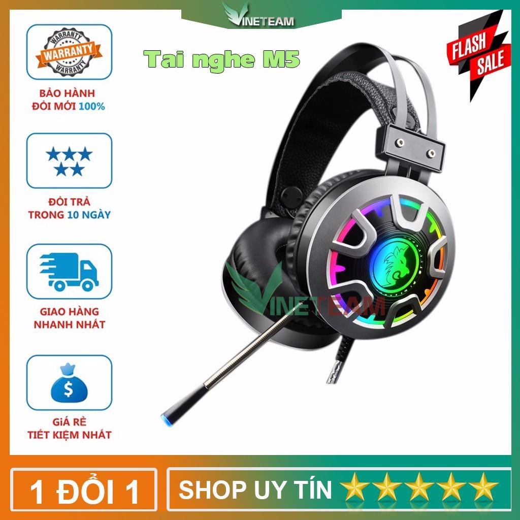 Tai nghe chuyên game thủ có dây M5 Đèn LED RGB Có Mic Headphone gaming DC3990