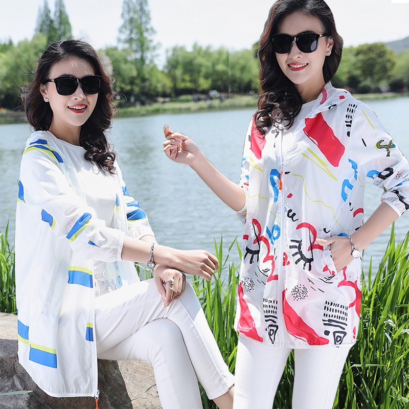 Áo khoác chống nắng tia cực tím form rộng thời trang cho phụ nữ trung niên