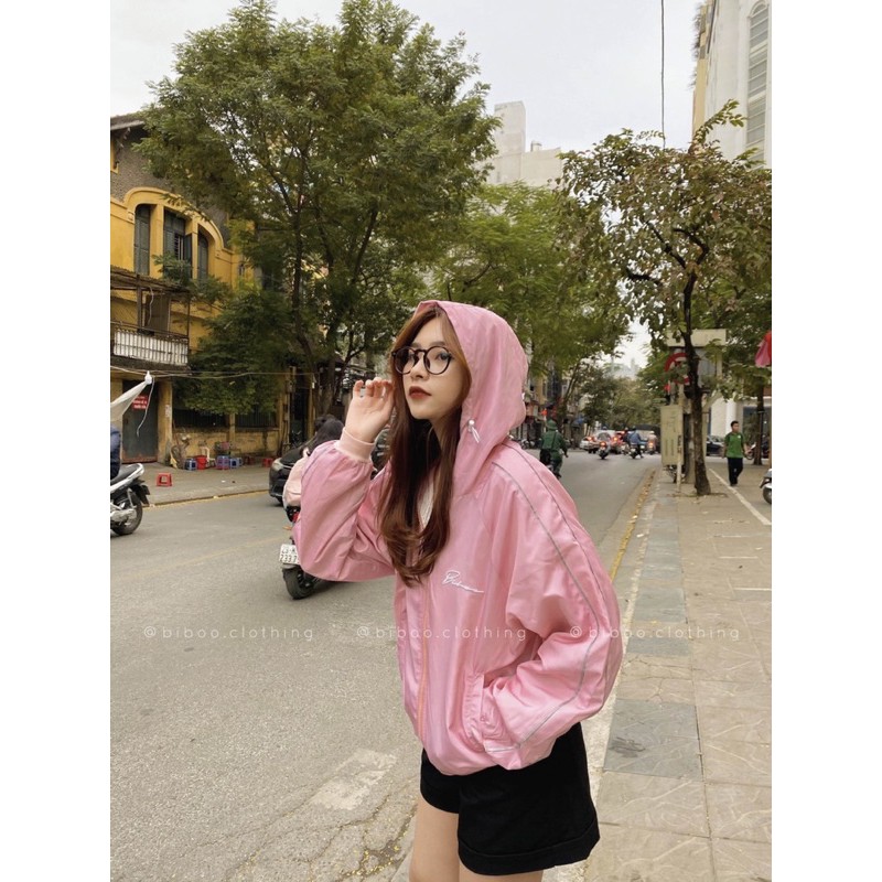 BIBOO - Áo khoác dù tay có 2 sọc nhỏ phản quang - JACKET DÙ