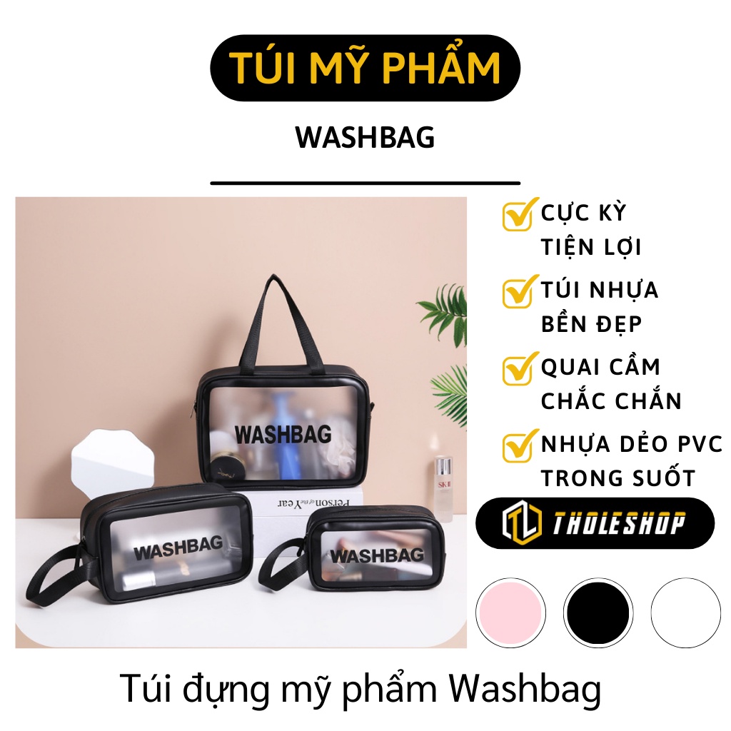 Túi Đựng Mỹ Phẩm - Túi Đựng Đồ Trang Điểm, Đồ Du Lịch Da Pu Trong Suốt WASHBAG 9414