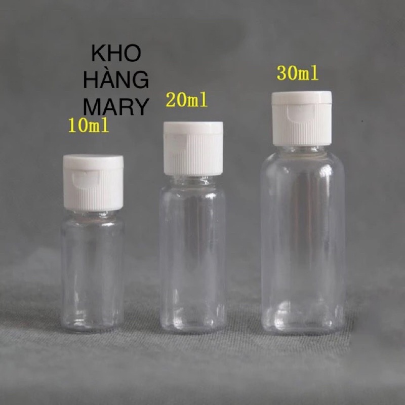 CHAI NHỰA NẮP BẬT TRẮNG TRONG đựng mẫu thử  spa 20ml / 30ml / 50ml / 70ml / 100ml - Chai Lọ Trong suốt chiết Mỹ phẩm