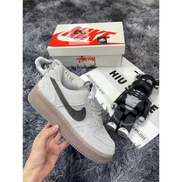 (Híu)Giầy Thể Thao Air Force 1 RC Nâu Xám Da Lộn|Đế Khâu Lót Bông