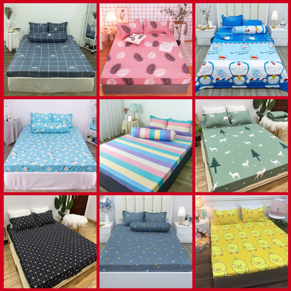 Bộ ga gối 3 món chất liệu Cotton Poly bền đẹp không phai xù Mẫu Bơ Hello