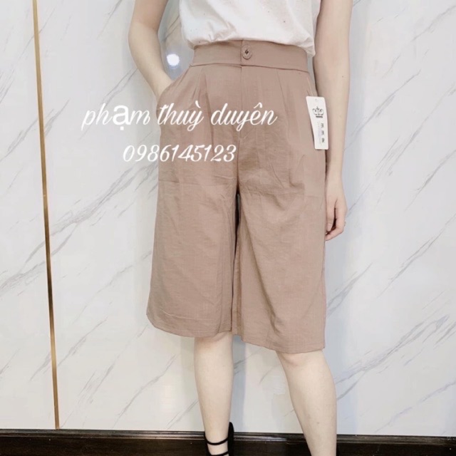 Quần ống rộng, ống suông culottes lửng kiểu nhật chất đũi