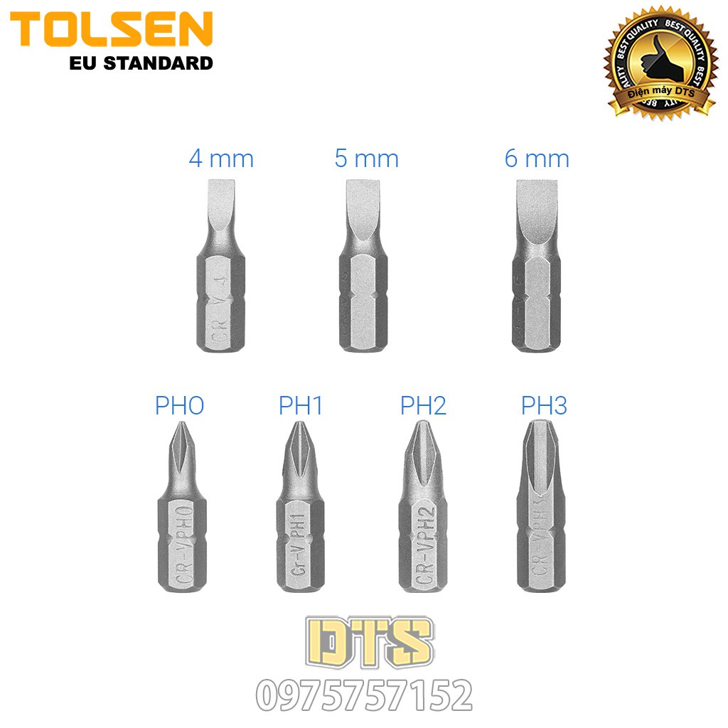 Bộ tô vít lùn tự động đa năng 7 trong 1 Tolsen, tua vít dẹp và bake đầu ngắn, thép CR-V cao cấp - Tiêu chuẩn Châu Âu